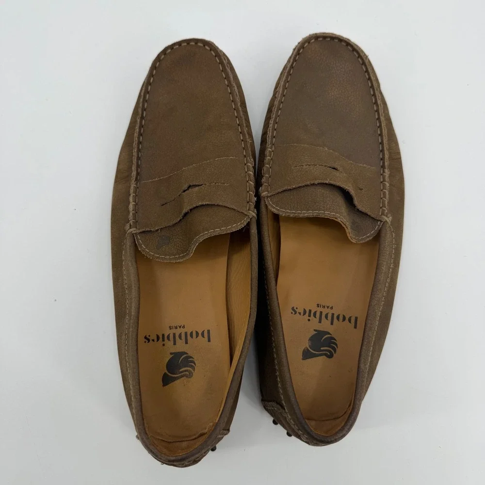 Bobbies Paris L'Artiste Brown Suede Driving Loafers Mens 44 Penny Moccasins